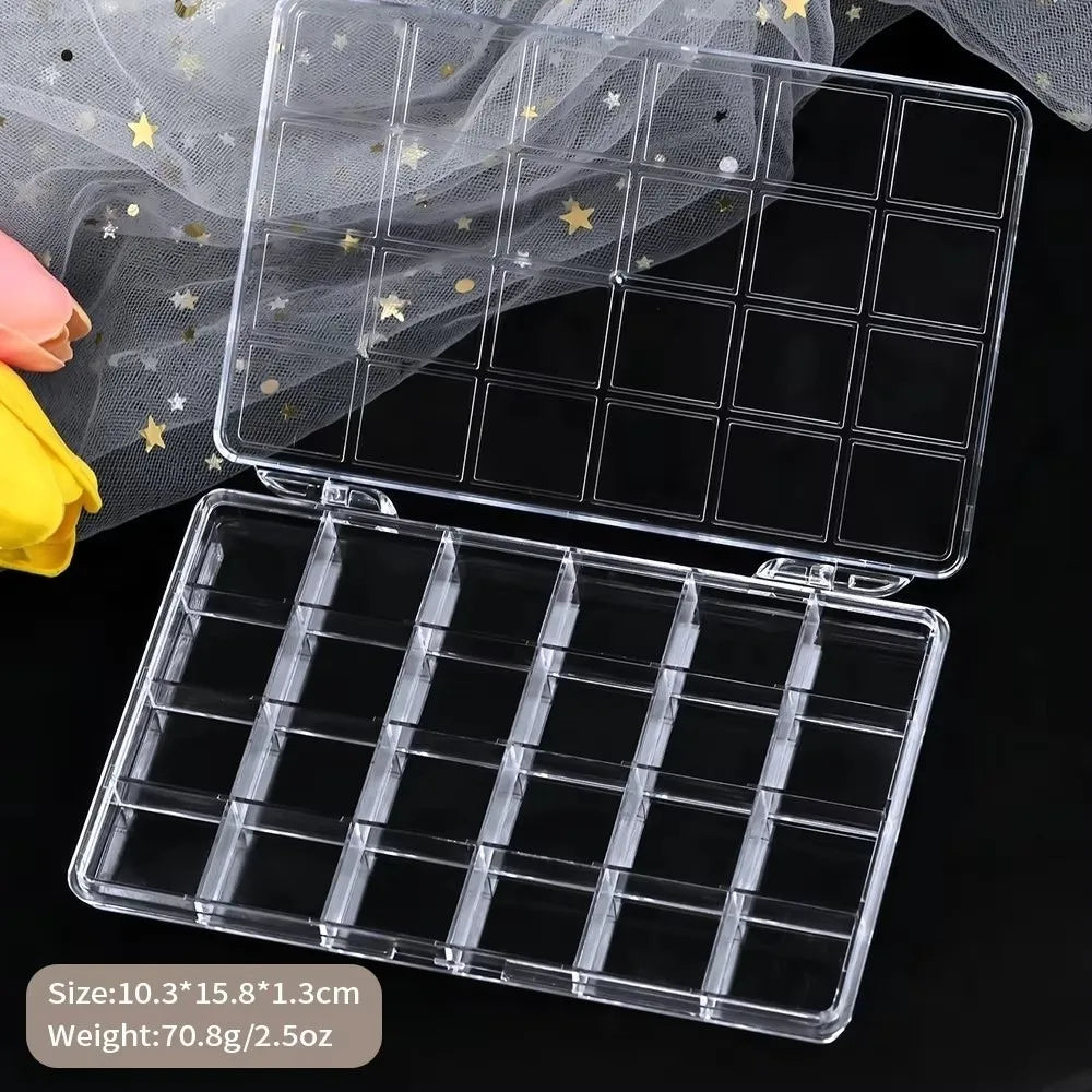 Transparent Nail Art Storage Box – 12, 15 & 24 Grid Organizer