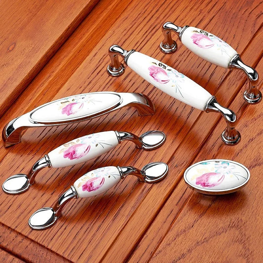 Tulip Ceramic Cabinet Handles & Knobs – Vintage Flower Drawer Pulls Cabinet Handle & Knob Oasis Select