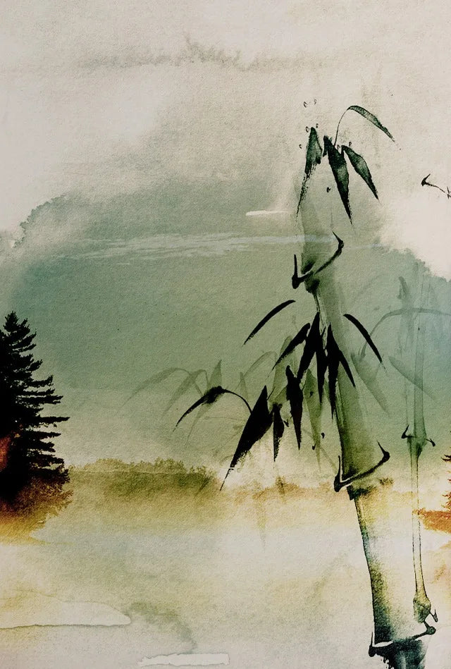 Japanese Vintage Watercolour Landscape Canvas Wall Art Print