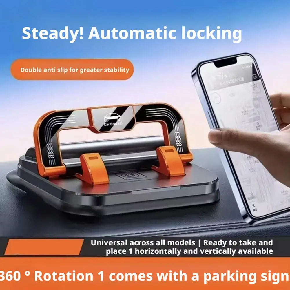 2-in-1 Dashboard Car Phone Holder with 360° Rotation & Number Plate