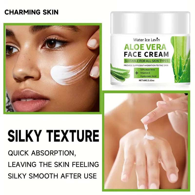 Aloe Vera Face Cream with Hyaluronic Acid & Collagen | 60g Face Moisturizer Cream Peaceful Pleasures Health and Wellness