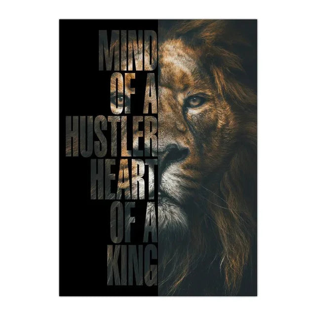 Nordic Lion Tiger Motivational Canvas Wall Art Poster Print Canvas Wall Art Peaceful Pleasures Health and Wellness