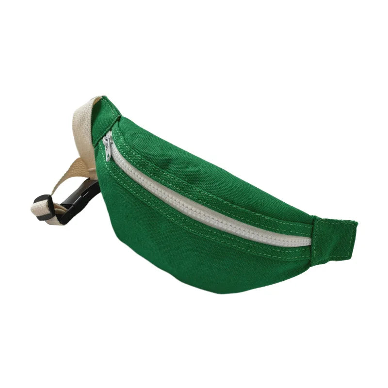 Kids Waist Bag Lightweight Polyester School Outdoor Travel Bag with Adjustable Strap Crossbody Chest Pack for Boys and Girls Peaceful Pleasures Health and Wellness green