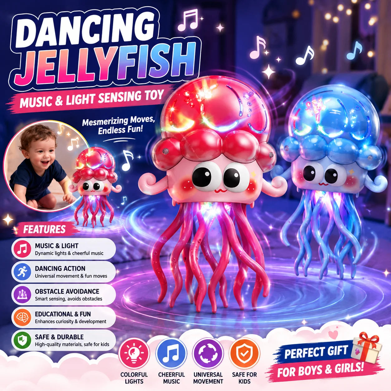 Dancing Jellyfish Toy with Lights & Sound | Interactive Kids Toy