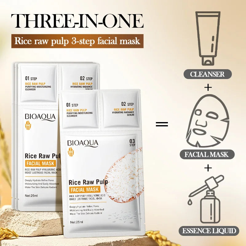 BIOAQUA White Rice Face Mask Set – Moisturizing & Brightening Kit