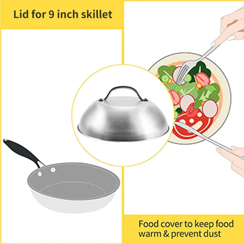 Stainless Steel Basting Cover Heatproof Round Cheese Melting Dome Burger Cover Meal Food Cover Kitchen Cooking Supplies Peaceful Pleasures Health and Wellness