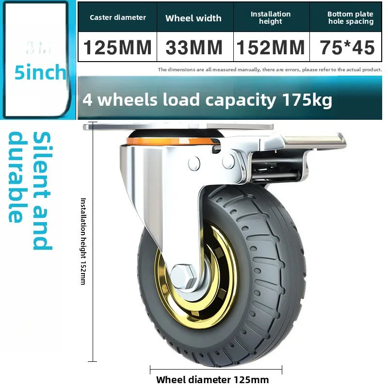 3/4/5 Inch Silent Swivel Rubber Caster Wheel – Heavy Duty