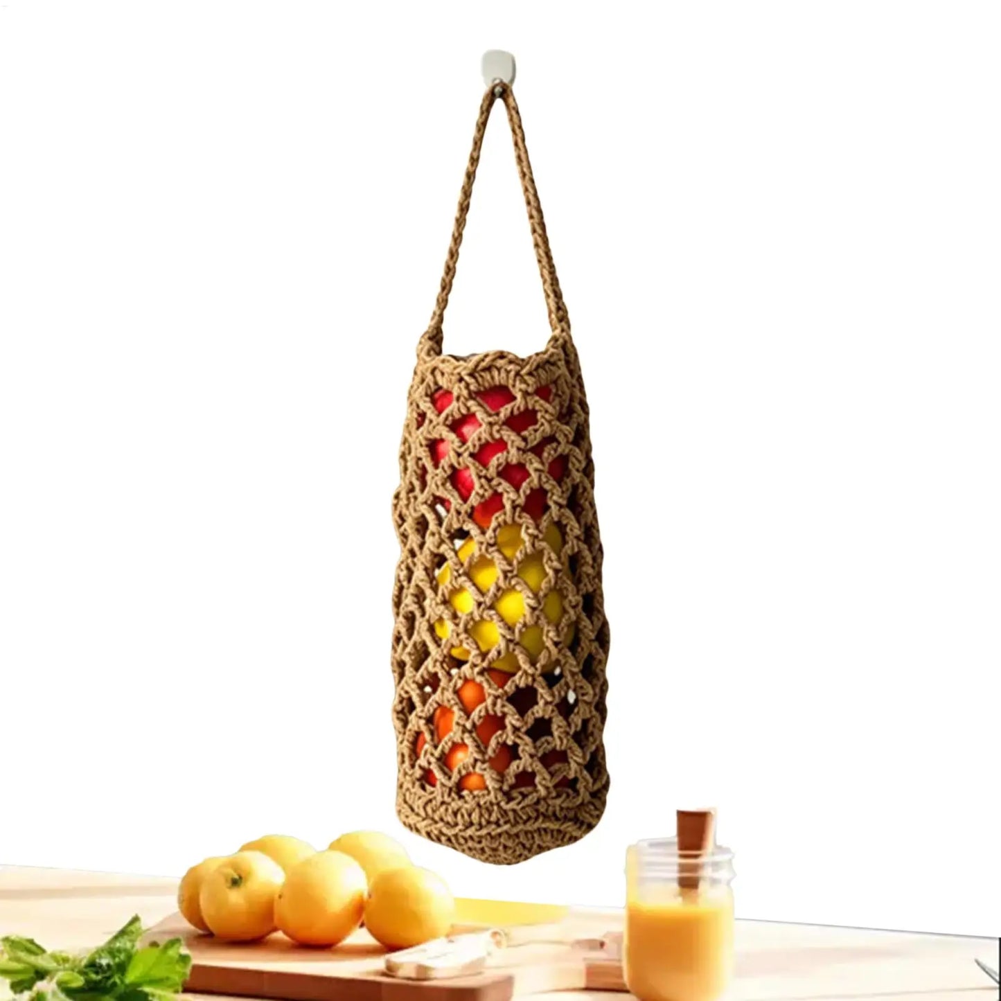 Boho Hand-Woven Wall-Mounted Basket | Fruit & Veggie Organizer