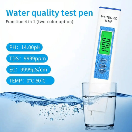 Digital 4-in-1 Water Quality Tester with Backlit LCD, Measures PH TDS EC & Temperature for Home, Pool, Aquarium and Fish Tank Peaceful Pleasures Health and Wellness