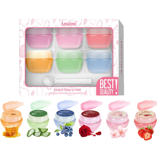Sleeping lip mask gift box 10g×6PCS lip balm set moisturizes lips, smoothes, and is a universal in the morning and evening Peaceful Pleasures Health and Wellness