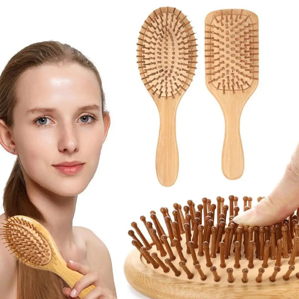 Natural Bamboo & Wood Hair Brush Set – Paddle Detangling Brush, Wide-Tooth & Tail Comb for All Hair Types Peaceful Pleasures Health and Wellness