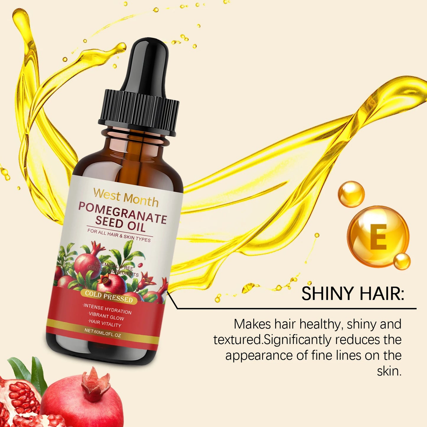 WEST MONTH 60ml Pomegranate Seed Oil | Moisturizing Body Skin Care