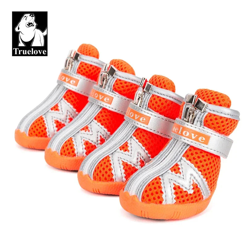 Truelove Mesh Fabric Dog Shoes Pet Dog Boots Waterproof Reflective Rugged Anti-Slip Sole Skid-Proof Outdoor for Small Dog S5911 Peaceful Pleasures Health and Wellness Orange 2 China Mainland