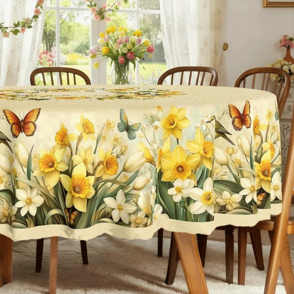Floral Jacquard Tablecloth | Waterproof Holiday Table Cover