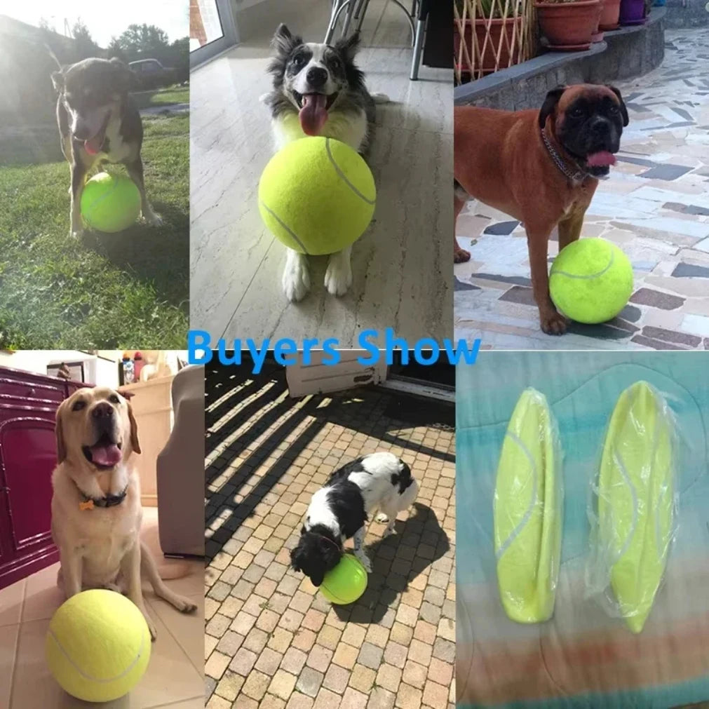 Giant Inflatable Tennis Ball Dog Toy 7" & 9.5" + Air Pump