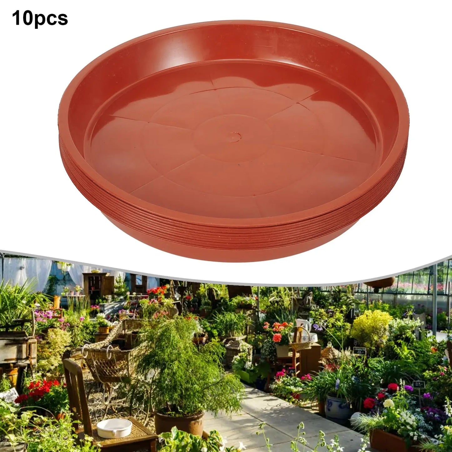10-Pack Round Plastic Plant Saucer Drip Trays | Pot Water Base