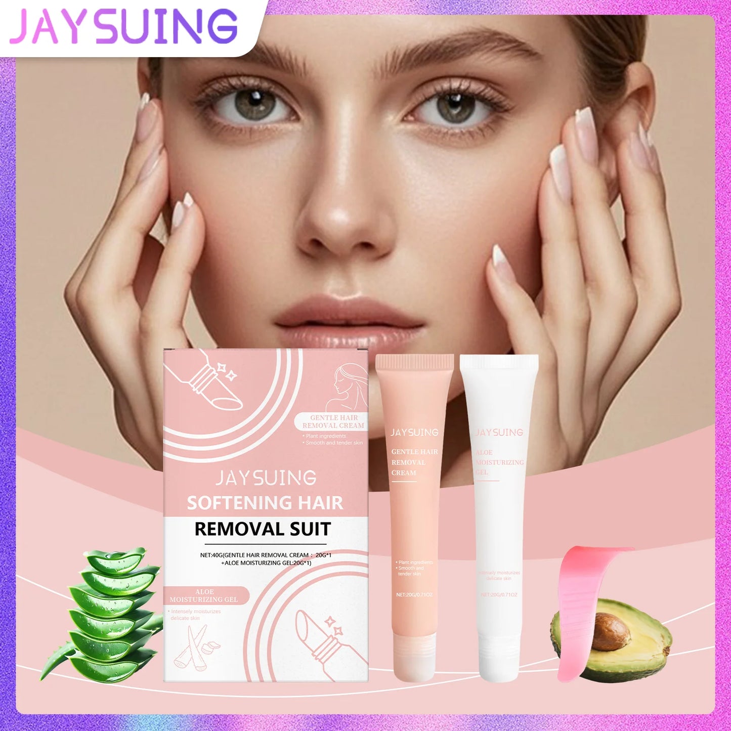 2-in-1 Facial Hair Removal Kit with Aloe Vera Soothing Gel