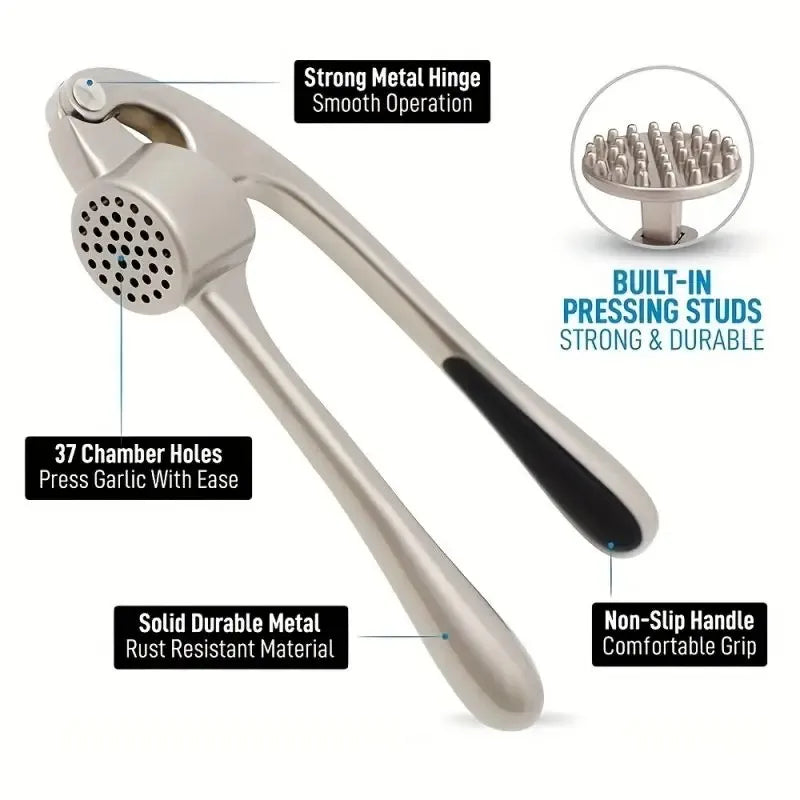 KUUJOJO Premium Garlic Press Set, Rust Proof & Professional Garlic Mincer Tool-Easy-Squeeze, Easy-Clean withSoft, Ergonomic Hand Peaceful Pleasures Health and Wellness