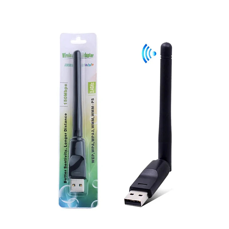 150Mbps Mini USB WiFi Adapter 2.4GHz with Antenna USB Wireless Network Card 802.11n/g/b Ethernet USB dongle LAN PC WiFi Receiver Peaceful Pleasures Health and Wellness 150Mbps