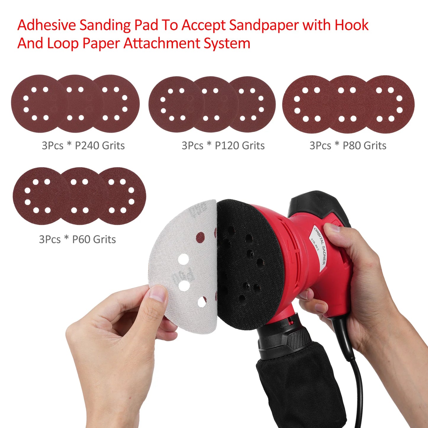 240W 2 0A 12000 RPM Circular Sander High-performance Woodworking Dust
