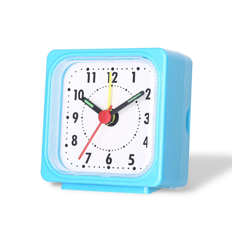 1PC Square Small Alarm Clock Acrylic Frame Quartz Movement Accurate Time Bedside Desk Clock for Bedroom Wake Up Student Clock Peaceful Pleasures Health and Wellness Blue