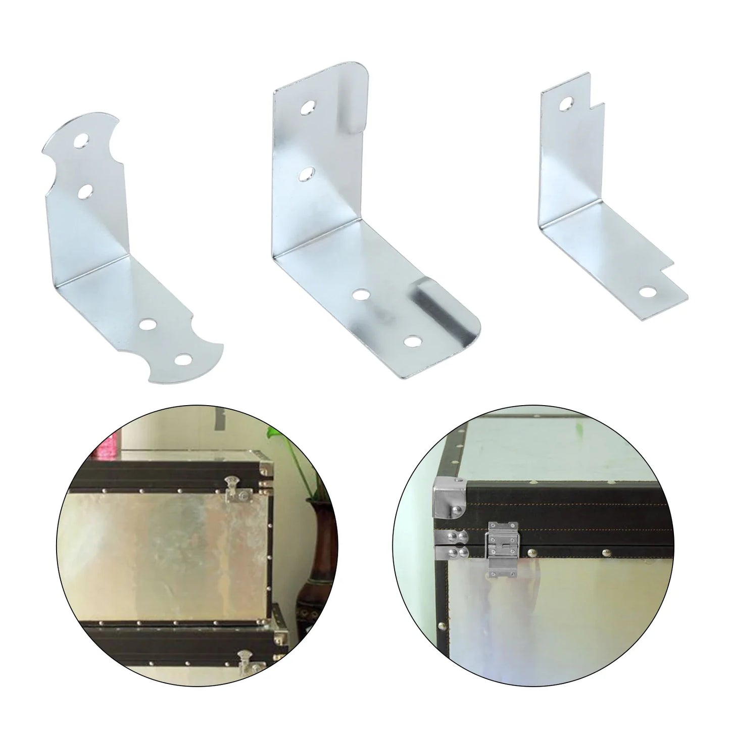 4-Pack Metal Flight Case Corner Protectors – Silver Edge Guards