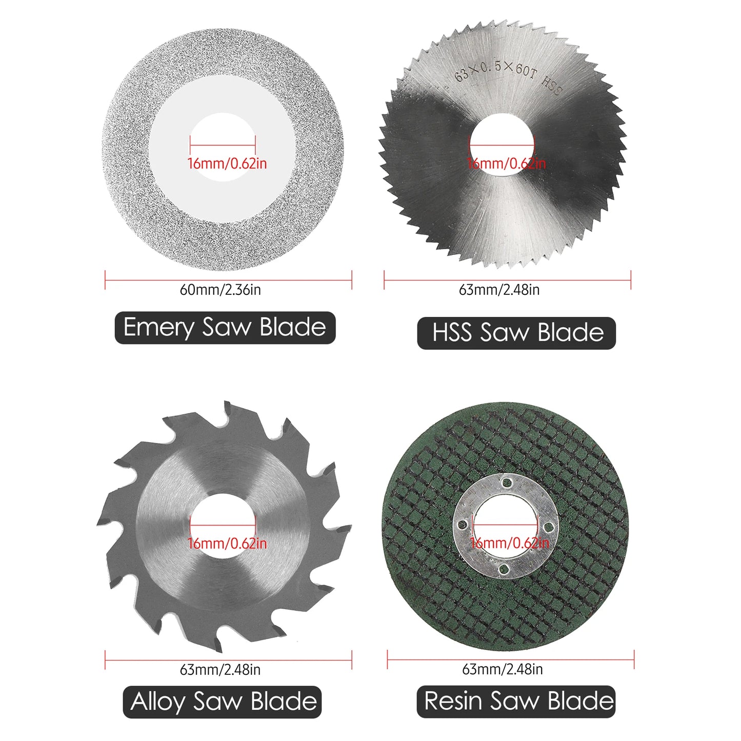 2.5inch Circular Saw Alloy Saw Blade Diameter 63mm HSS Saw Blade Emery Saw Blade Resin Saw Blade Electric Saw Blade Power Tools Peaceful Pleasures Health and Wellness 4PCS Saw web