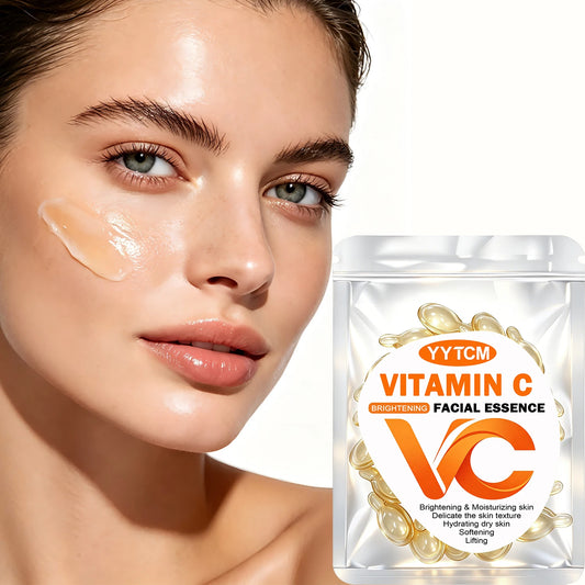 Vitamin C Facial Serum, Moisturizing and Brightening, Firming the Skin, Contains Vitamin E, Retinol, Hyaluronic Acid, Facial Skin Care Serum, 18 Capsules/30 Capsules/60 Capsules/90 Capsules/150 Capsules/300 Capsules Peaceful Pleasures Health and Wellness