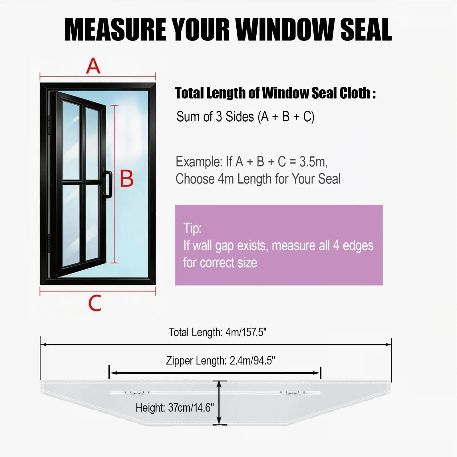 AC Unit Window Seal HVAC Vent Insulation Set With Zip Air Conditioner Vent Sealing Kit For Home Bedroom Apartment Dormitory Peaceful Pleasures Health and Wellness