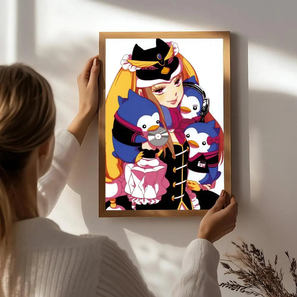 Anime Penguindrum HD Waterproof Self-Adhesive Wall Poster Anime Wall Poster Peaceful Pleasures Health and Wellness White4 50X70cmNoframe