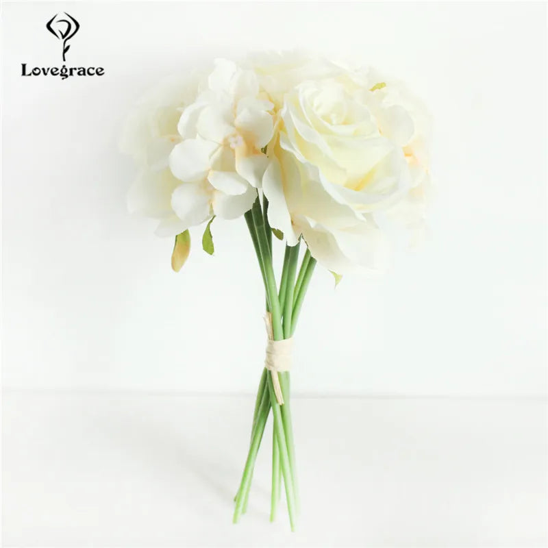 Silk Rose Wedding Bouquet – Artificial Bridal Flowers | Lovegrace