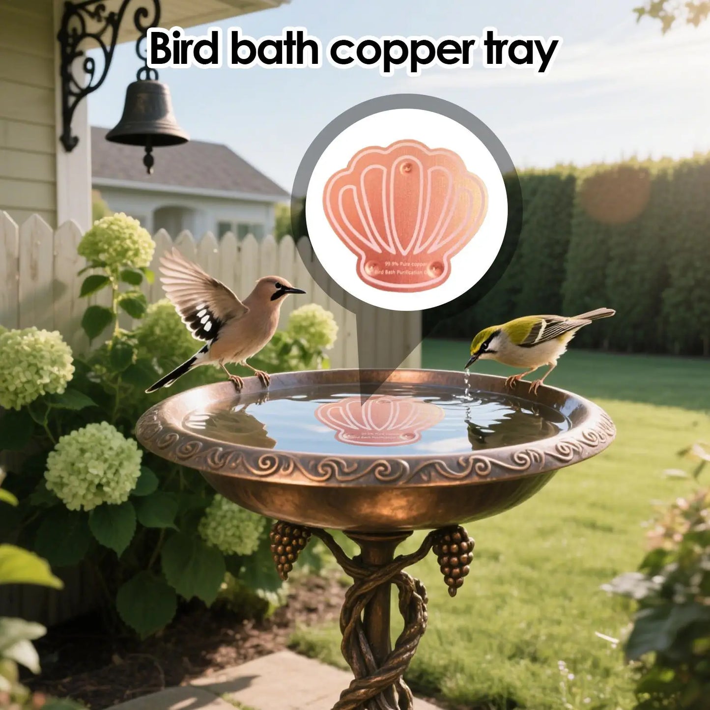 Copper Bird Bath Dish | Weather-Resistant Triple-Point Tray