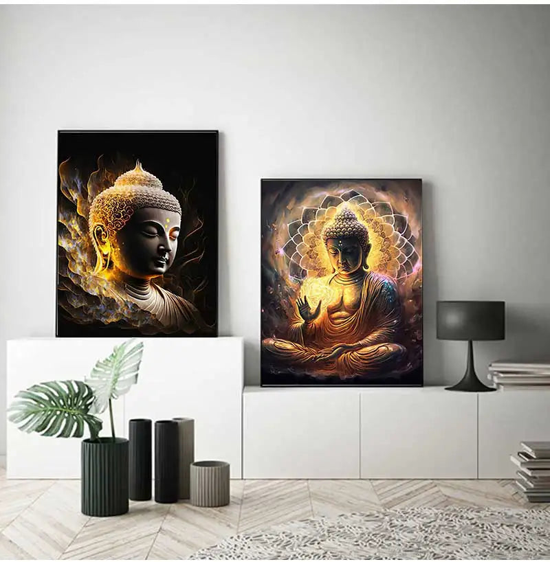 HD Buddha Canvas Wall Art | Zen Statue Print for Living Room