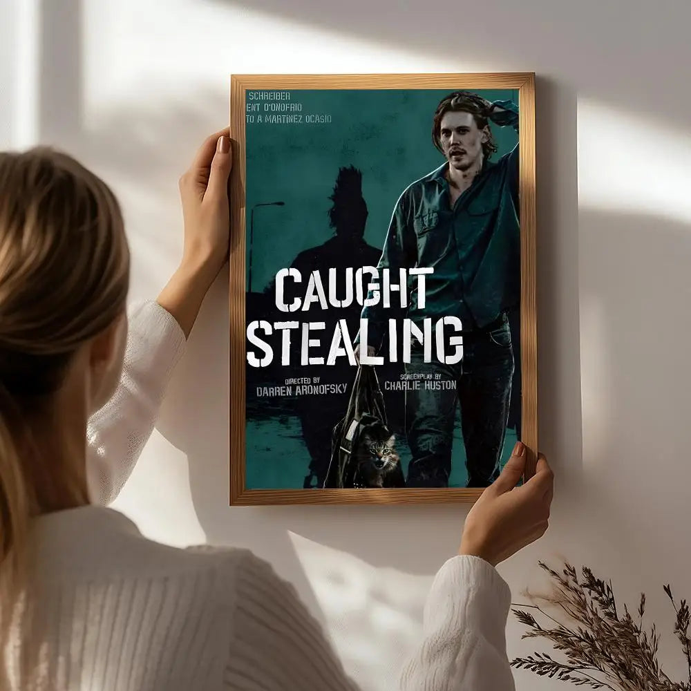 C-Caught Stealing Movie Poster – HD Self-Adhesive Wall Art Movie Wall Poster Peaceful Pleasures Health and Wellness White5 40X50cmNoframe