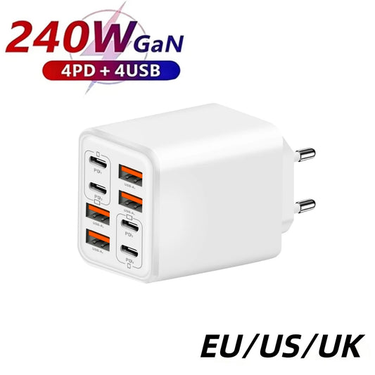 240W 8-in-1 USB-C Fast Charger for iPhone & Samsung USB-C Multi-Port Charger Peaceful Pleasures Health and Wellness