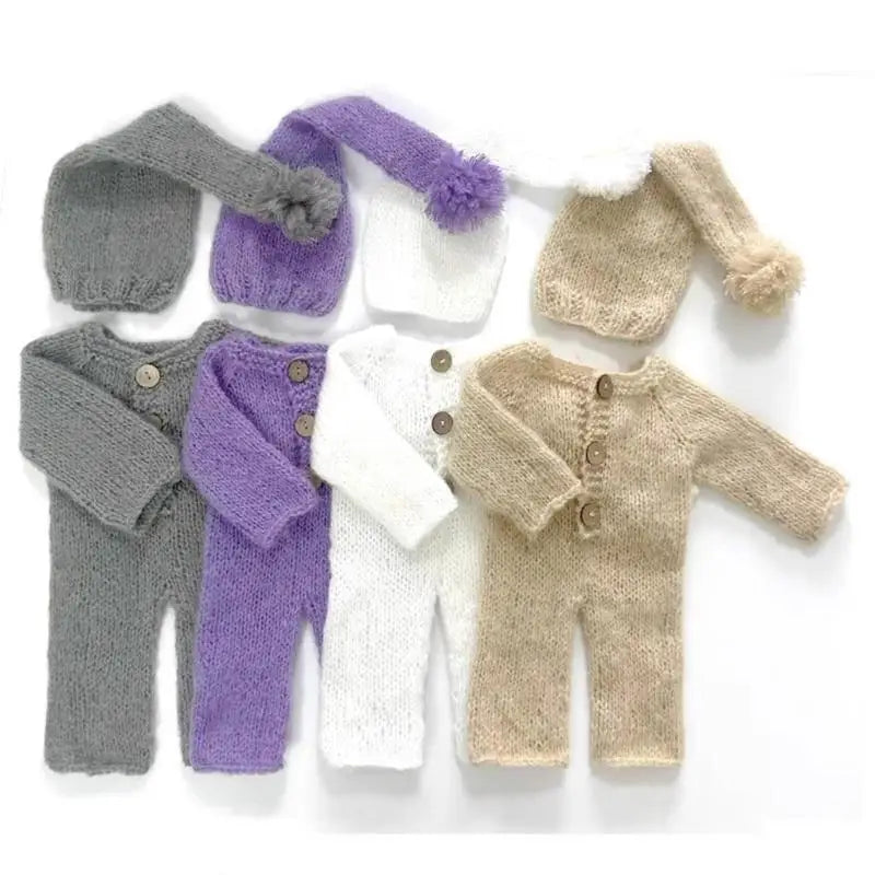 Newborn Photography Romper & Hat Set | Soft Mohair Baby Outfit