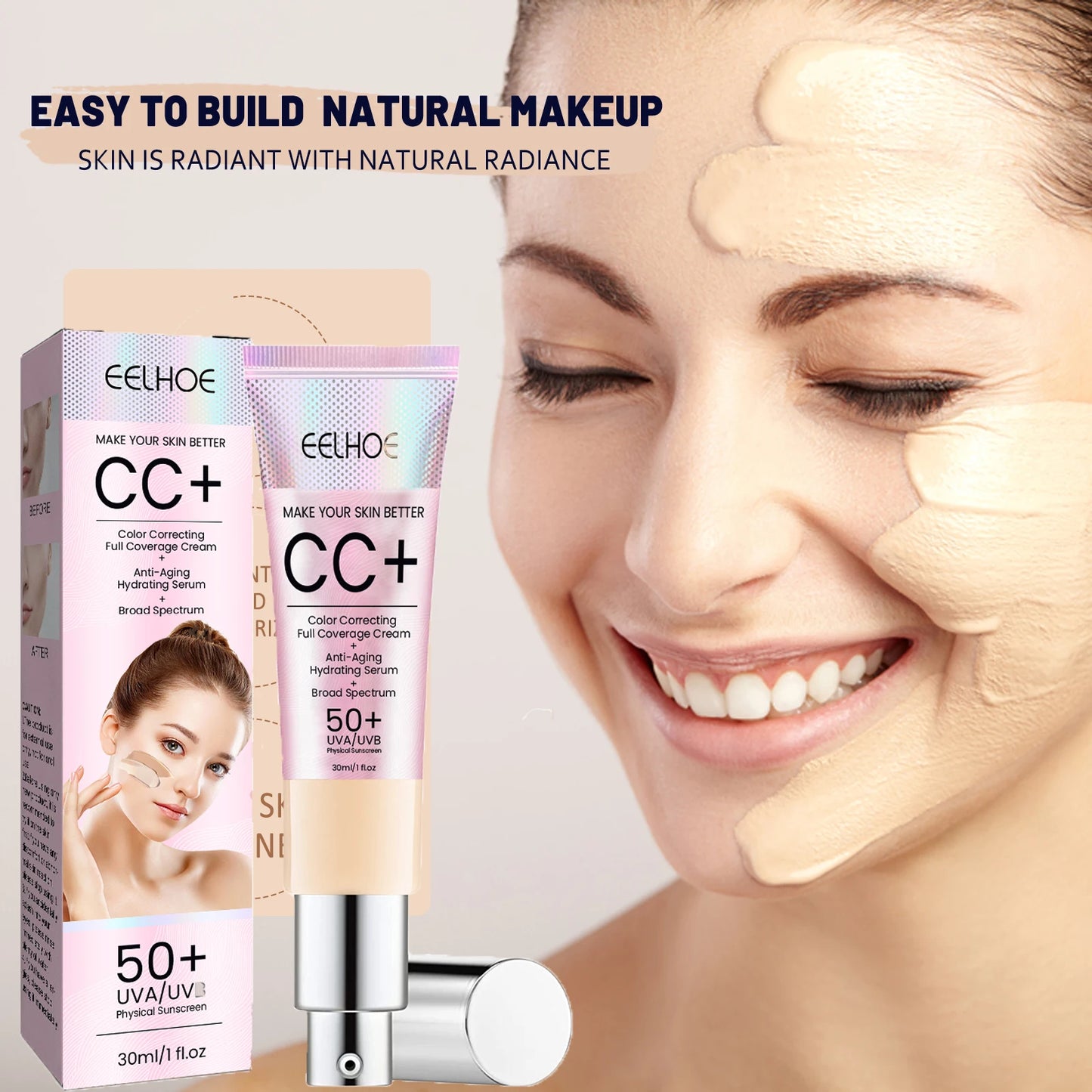 Facial Repair CC Cream Effectively Coverage Scar Repair Dull Skin Waterproof Whitening Skin Moisturizing Concealer Liquid 30ml Peaceful Pleasures Health and Wellness