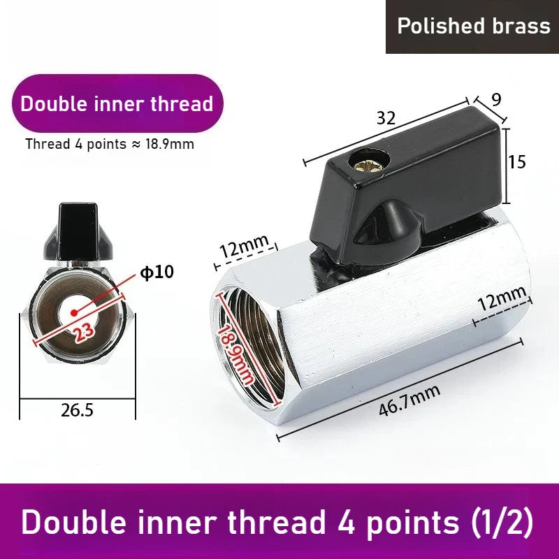 Mini Polished Copper Ball Valve PT1/8–1/2 | Water & Gas Pipe