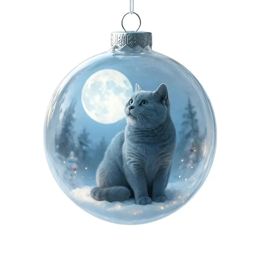 Cat Crystal Ball Acrylic Christmas Tree Ornaments | Holiday Décor