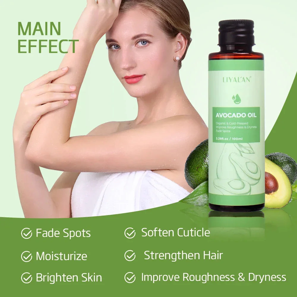 LIYALAN Organic Avocado Oil – Brighten & Soften Skin 100ml Peaceful Pleasures Health and Wellness