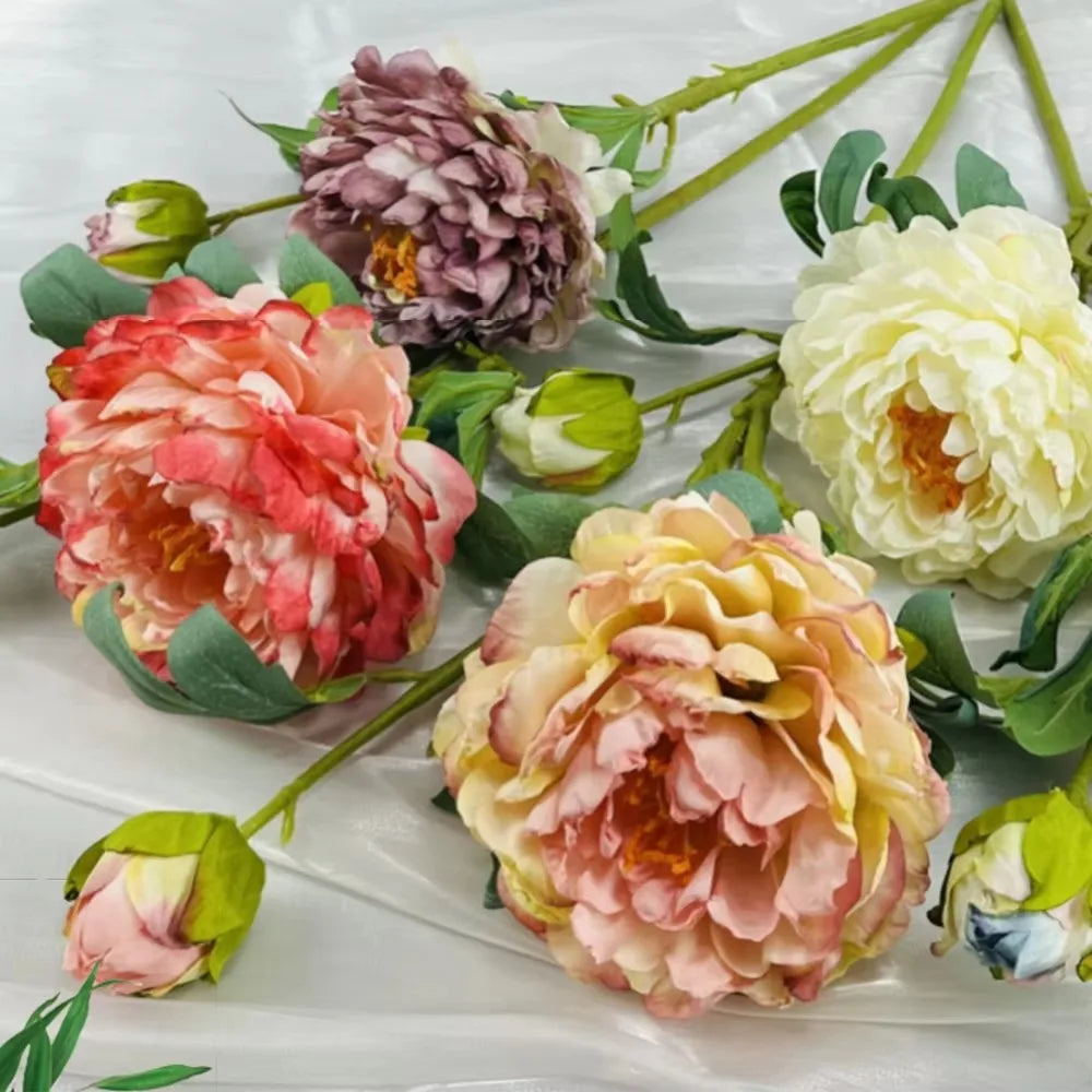 Large Silk Peony Artificial Flowers 2 Heads | Wedding Home Decor