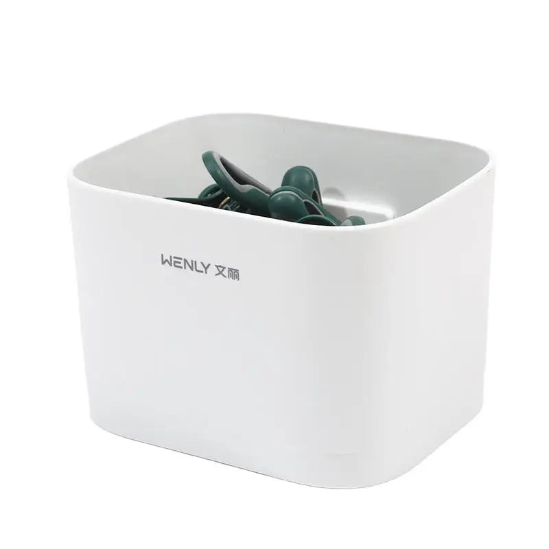 Non Marking Clothes Drying Clip Strong Fixing Sock Clips Storage Basket for Dormitory Home Use Windproof and Anti Slip Peaceful Pleasures Health and Wellness Green white 24pcs