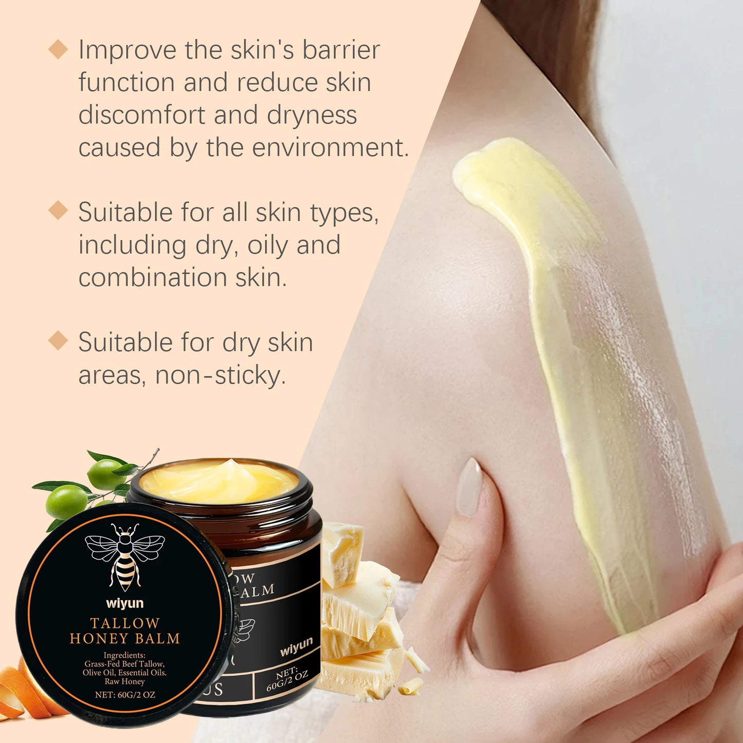 Whipped Beef Tallow & Honey Face Cream | Nourishing Moisturizer