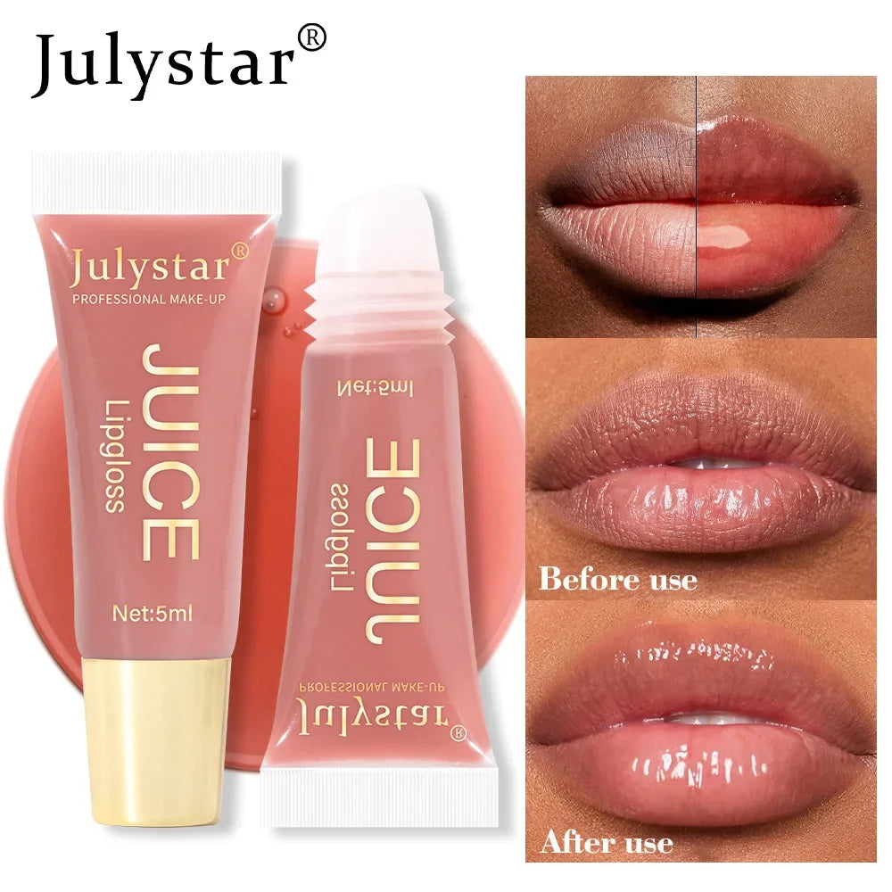 Julystar 6color Long lasting Moisturizing Mirror Lip Oil, Fruit Flavor, Pudding Lip Moisturizing, Water Radiant Lip Honey Peaceful Pleasures Health and Wellness