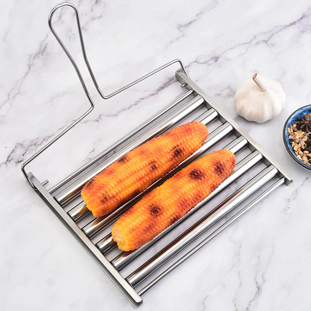 Hot Dog Roller For Grilling Stainless Steel Sausage Rackgriller Bbq Oven Baking Cooking Pans Outdoor Camping Barbecue Tools Peaceful Pleasures Health and Wellness