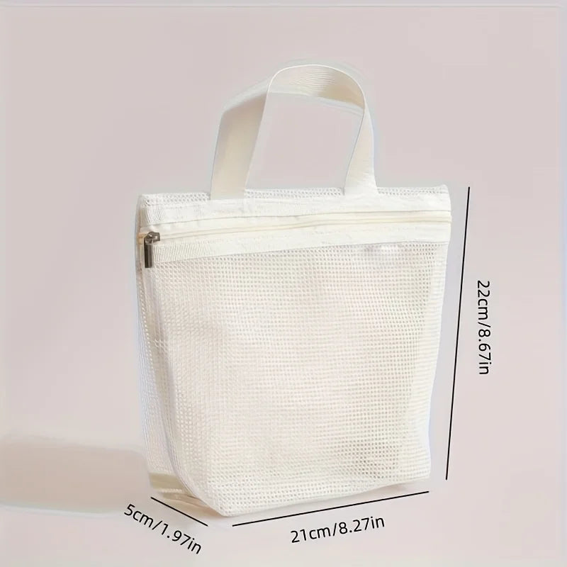 Mesh Hollow-Out Bag for Bath, Travel, Beach & Makeup