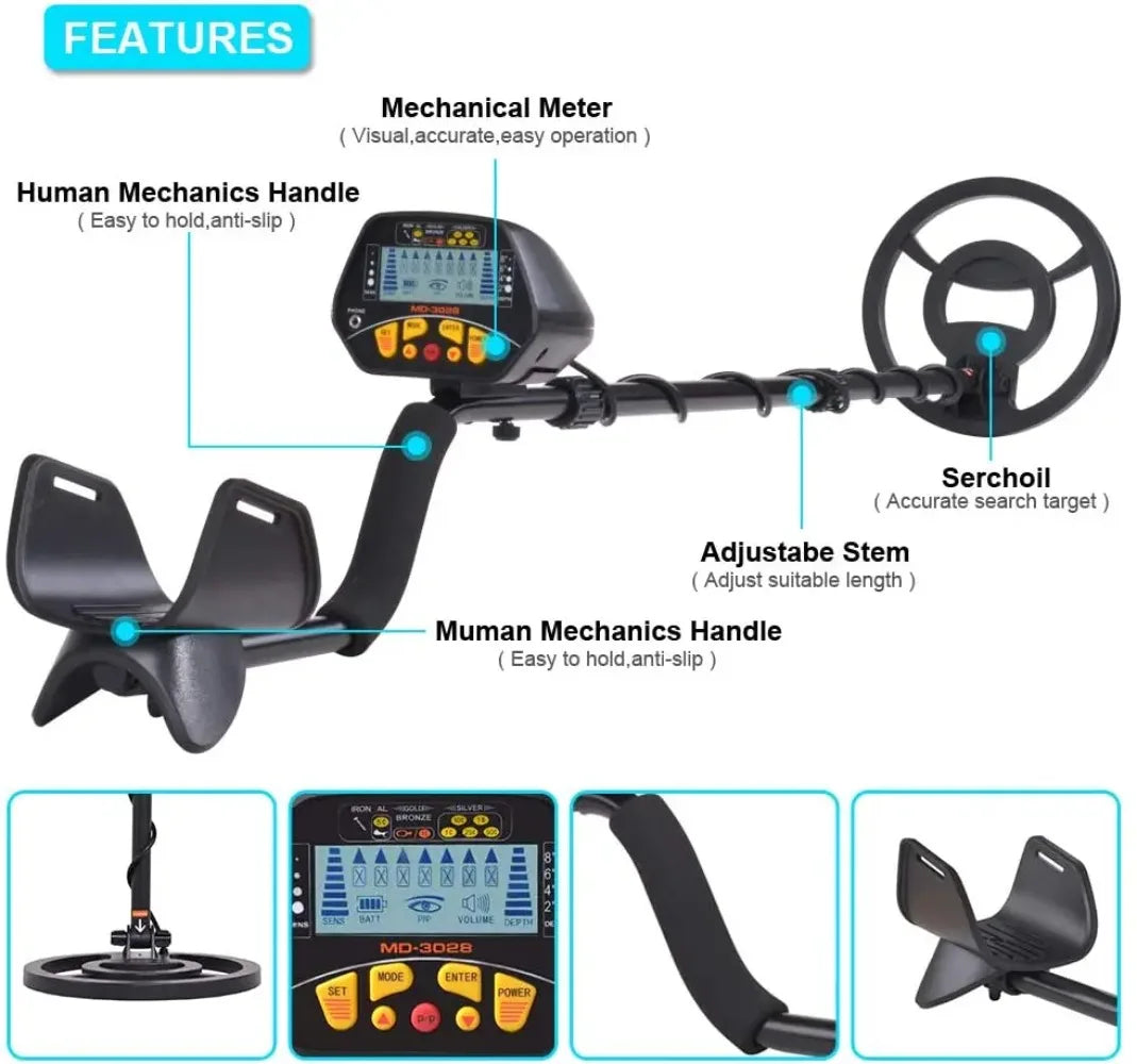 Underground Metal Detector MD-3028 for Long Range Gold Metal Detector Pipe and Iron Detection Recycling Peaceful Pleasures Health and Wellness