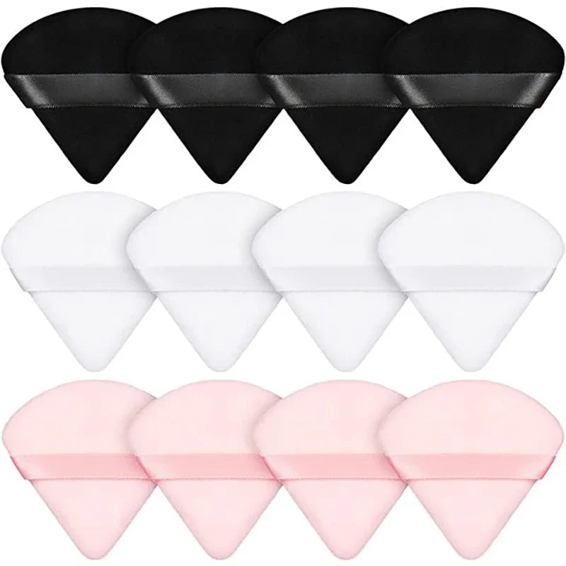 12-Pack Triangle Velvet Powder Puffs – Makeup Blending Tool Makeup Powder Puff Peaceful Pleasures Health and Wellness