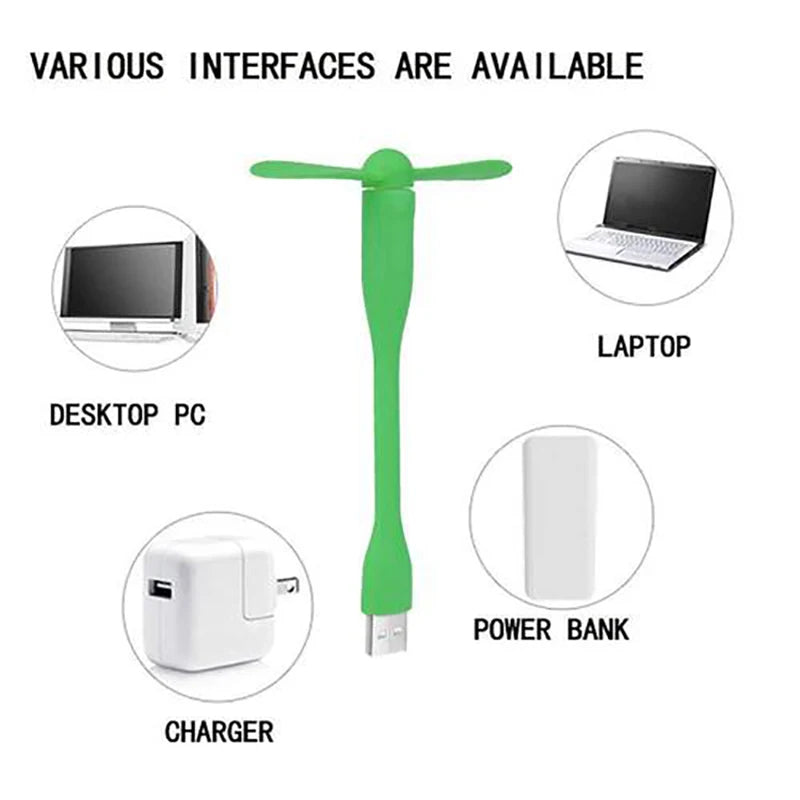 USB Mini Fan Flexible Portable Fan USB Eye Protection Night Light LED Light Suitable for Mobile Power Laptop Cooling Gadget Peaceful Pleasures Health and Wellness