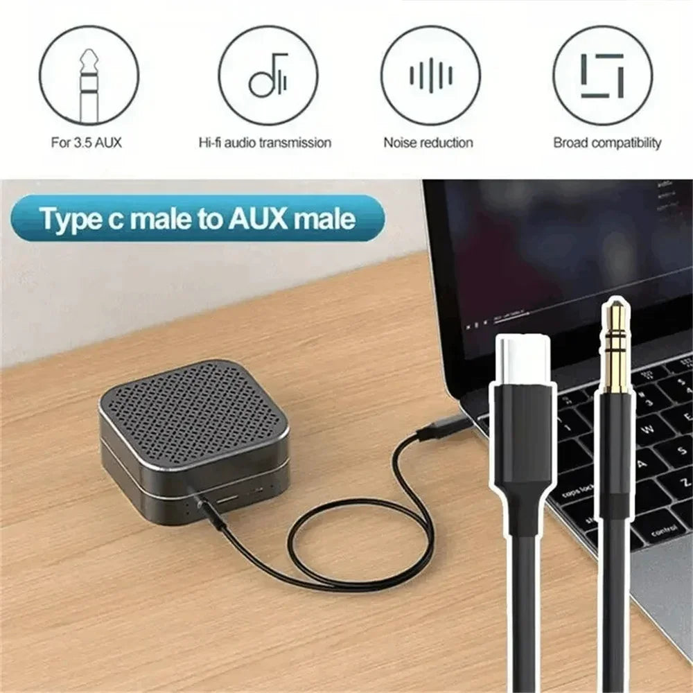 USB-C to 3.5mm AUX DAC Audio Cable Adapter | Car & Headphones
